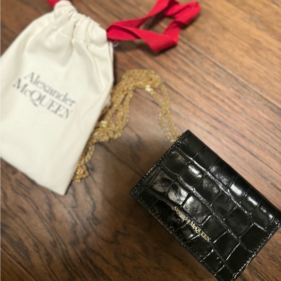 Alexander McQueen Mini Crossbody Bag, Black Croc - Picture 5 of 5